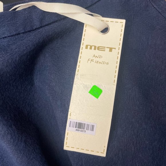 MET XS Navy Jacquard Flare Mini Skirt Pleated Skater Italy Made Cotton Lyocell S - Picture 15 of 16